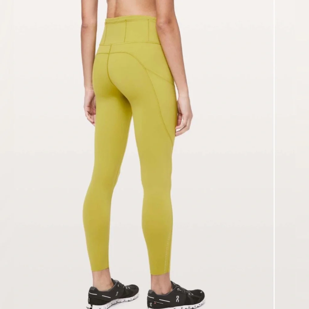 Lululemon Fast and Free Nulux leggings in golden lime